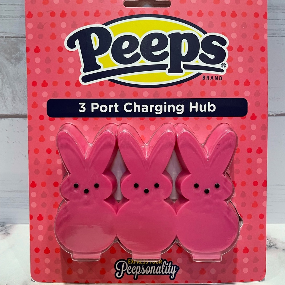 Peeps 3 Port Charging Hub, Pink